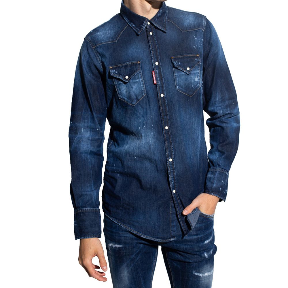 Chemise Denim Homme bleue