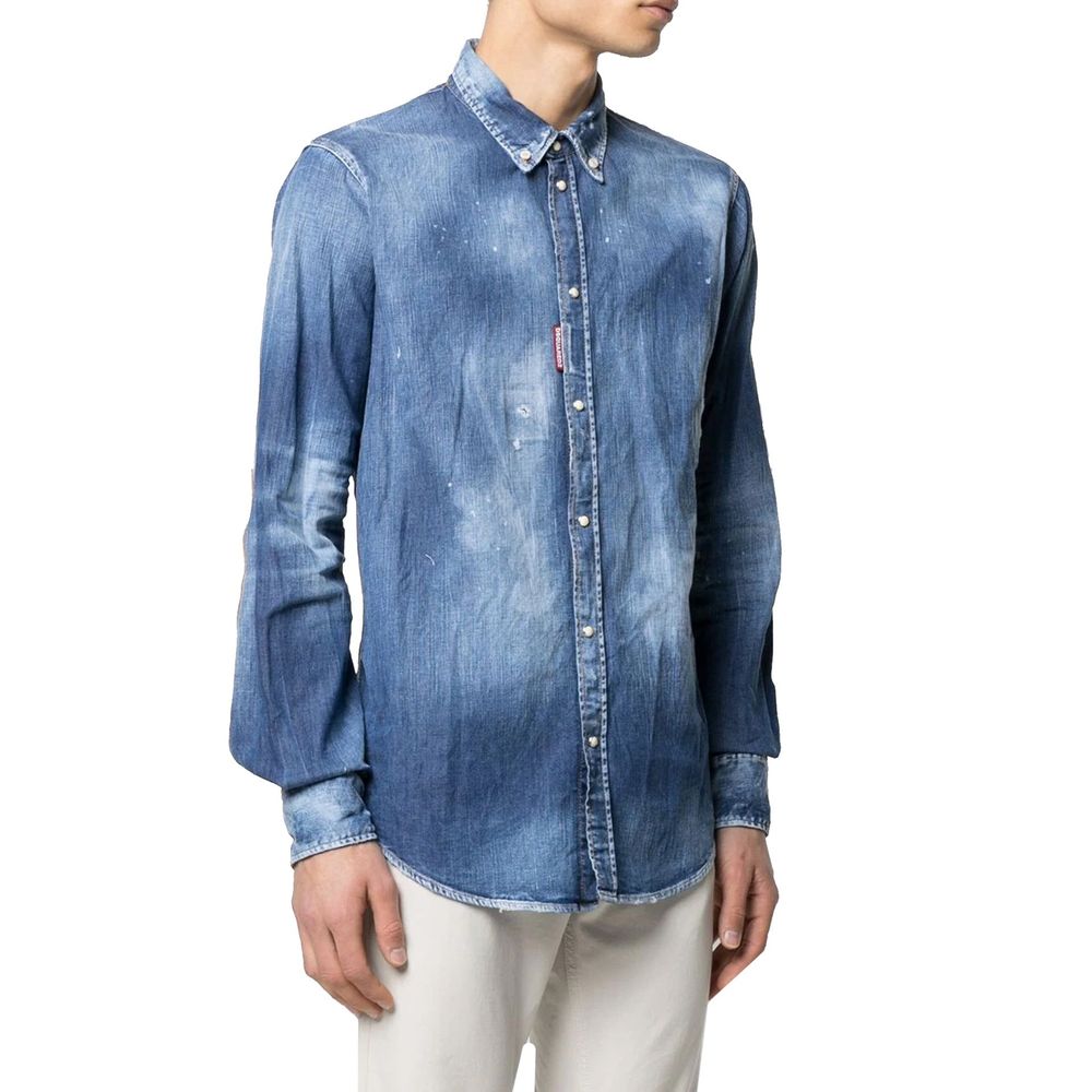 Chemise Distressed Effect hommes bleue