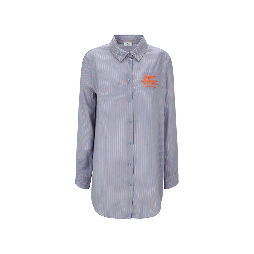 Chemise en soie rayée italienne multicolore