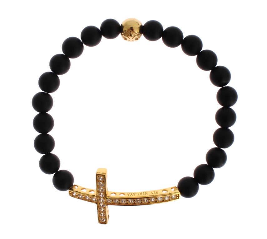 Bracelet Nialaya Matte Onyx doré