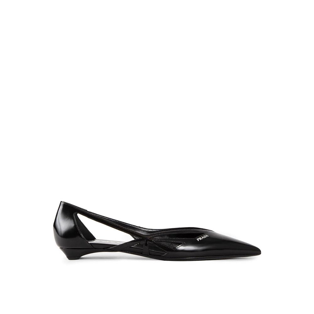 Ballerines Prada cut-out en cuir noires