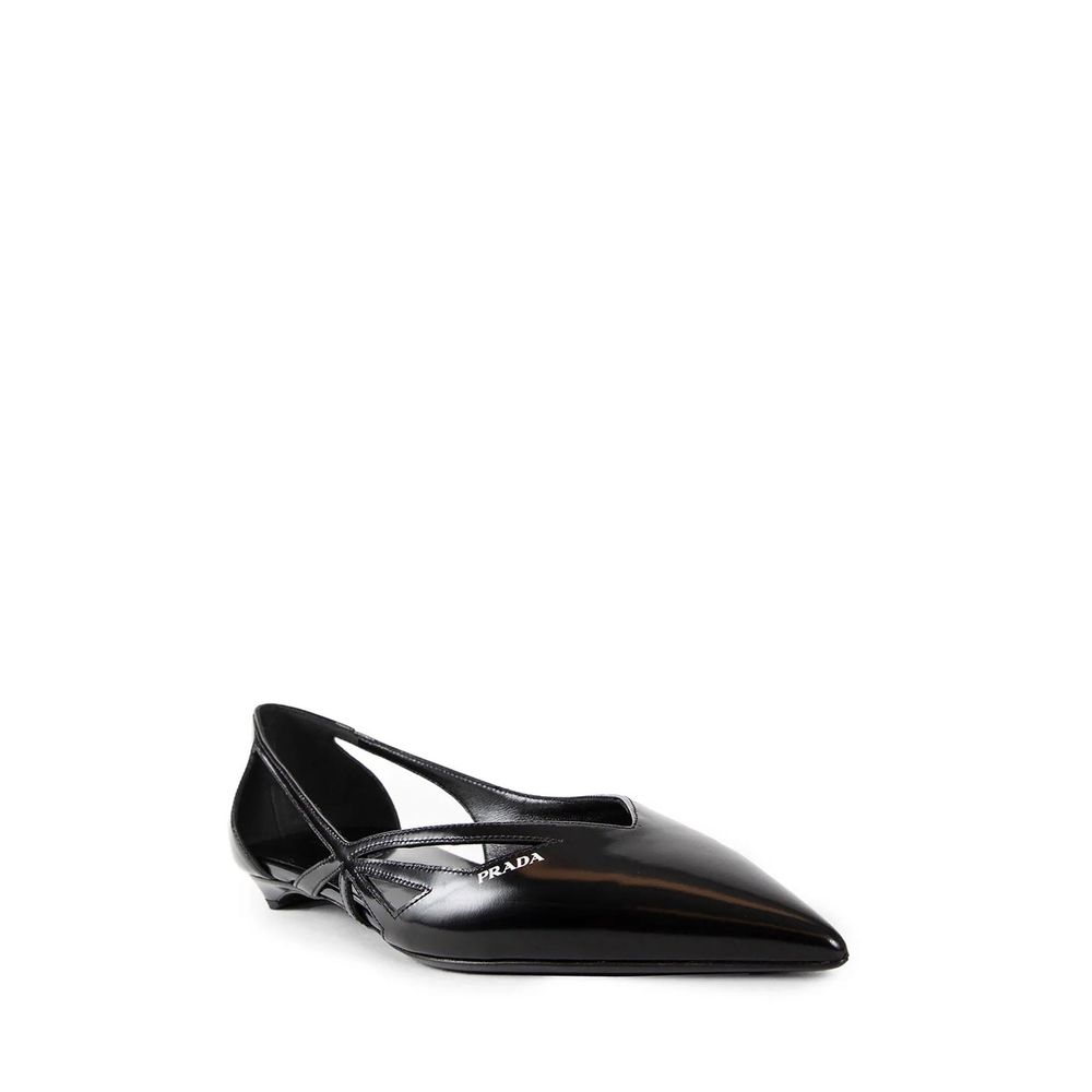 Ballerines Prada cut-out en cuir noires
