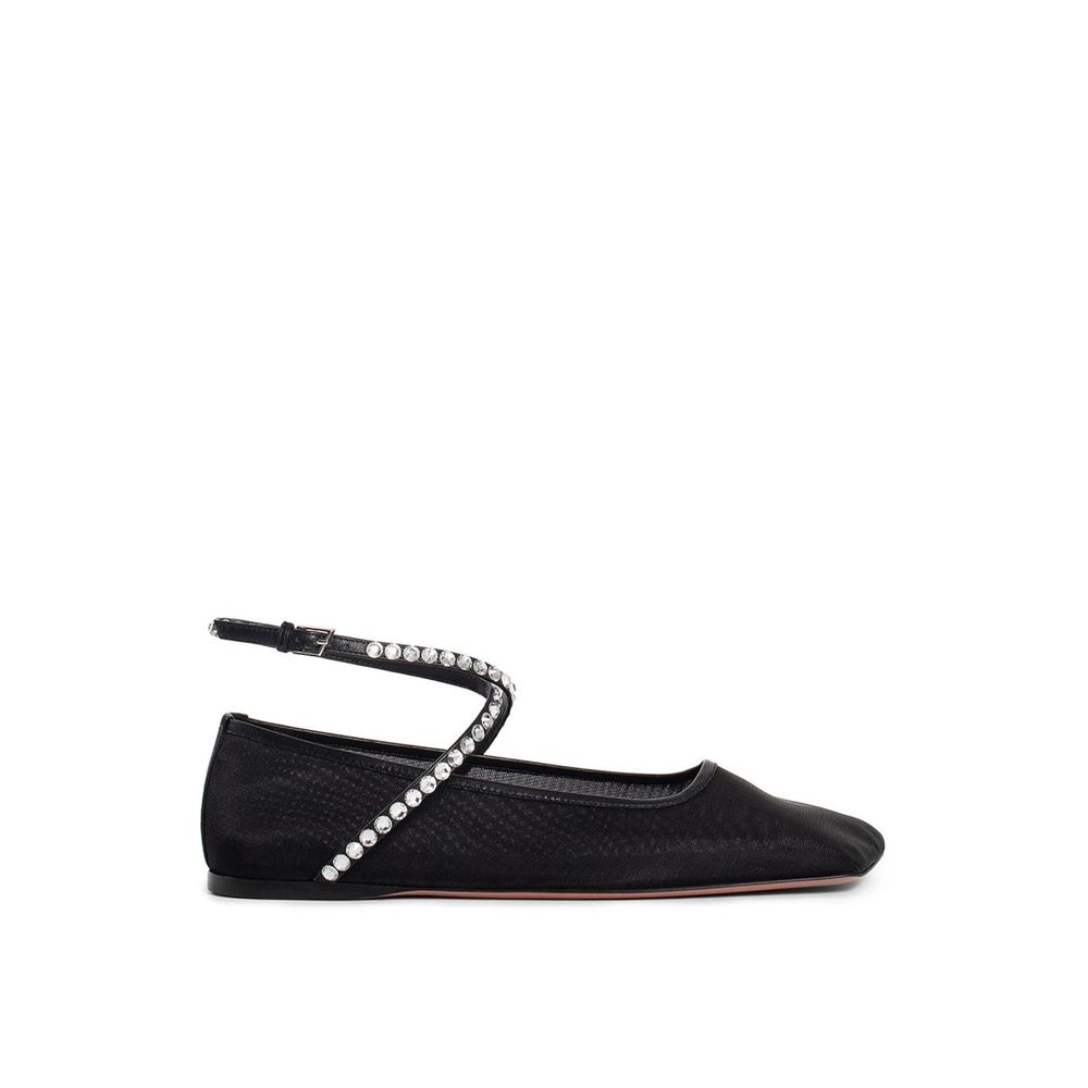 Féminines ballerines Amina Muaddi cristaux noirs