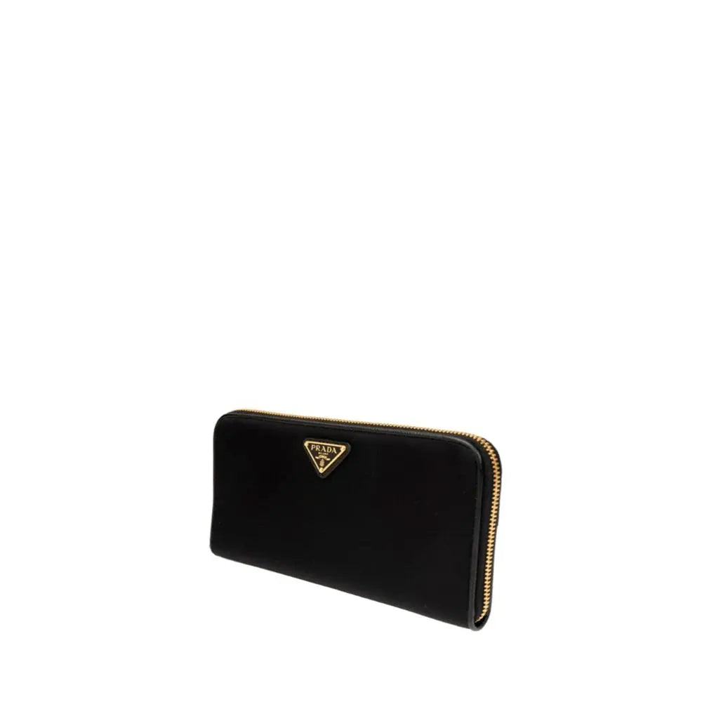 Portefeuille Nylon logo en cuir noir Prada
