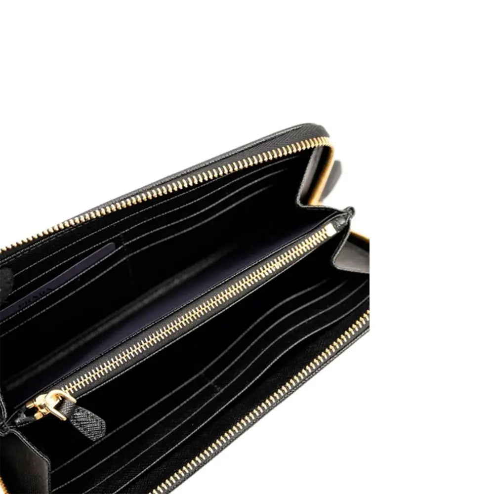 Portefeuille Nylon logo en cuir noir Prada