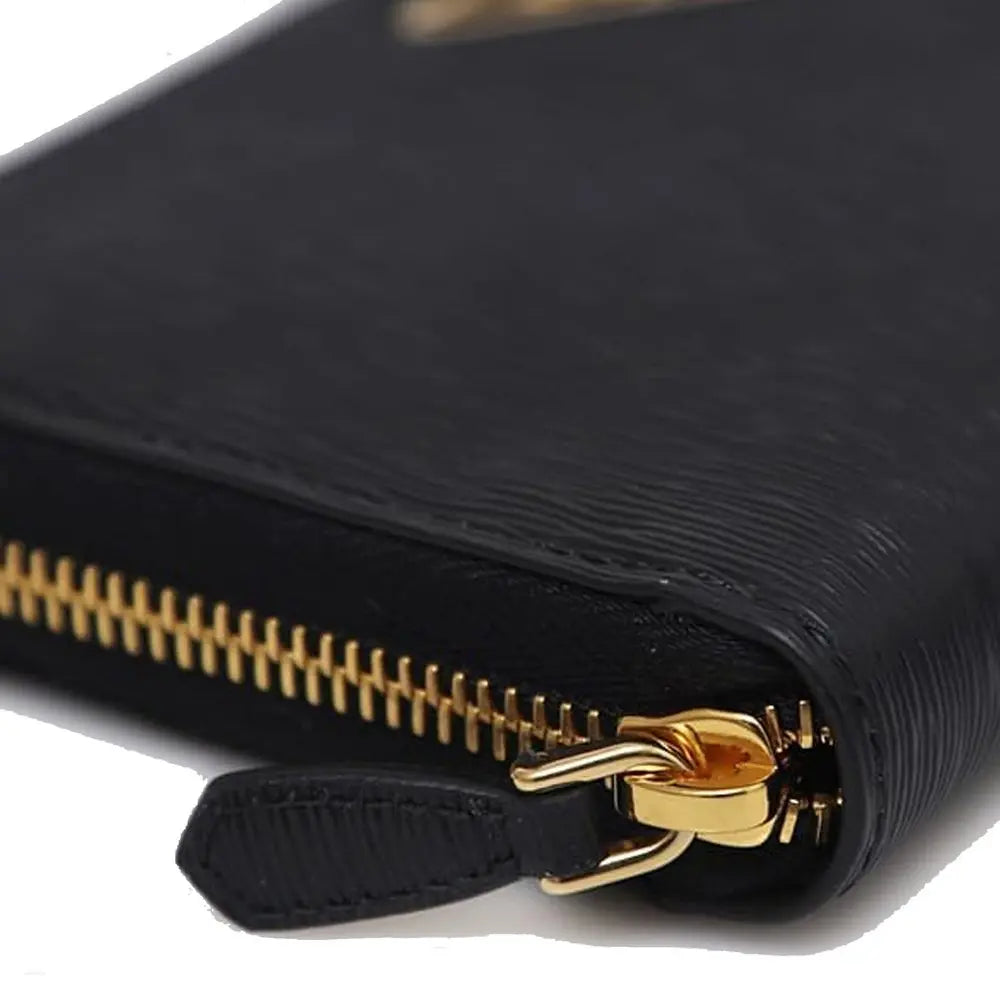 Portefeuille cuir logo triangulaire marron Prada