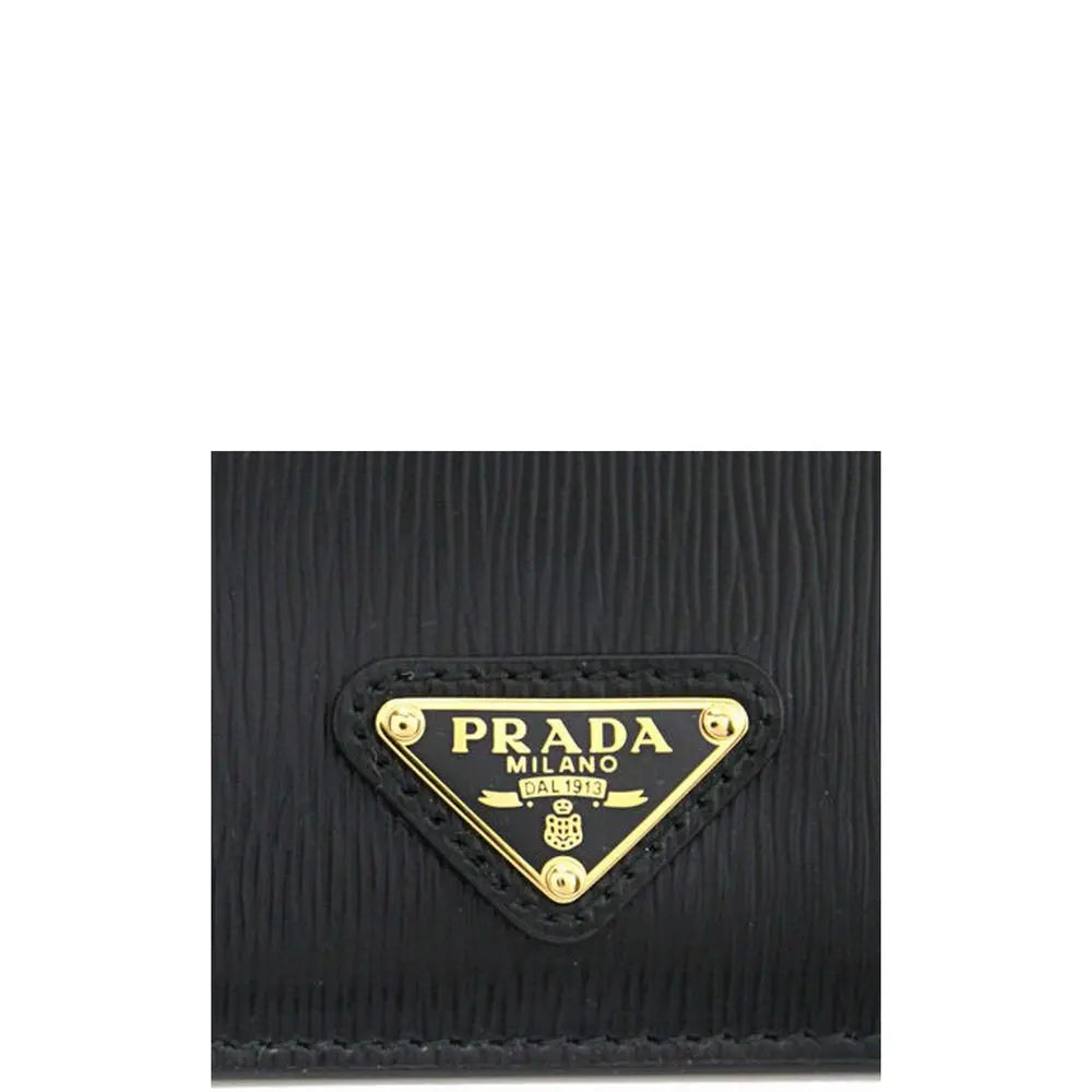 Porte-cartes cuir Triangle noir Prada