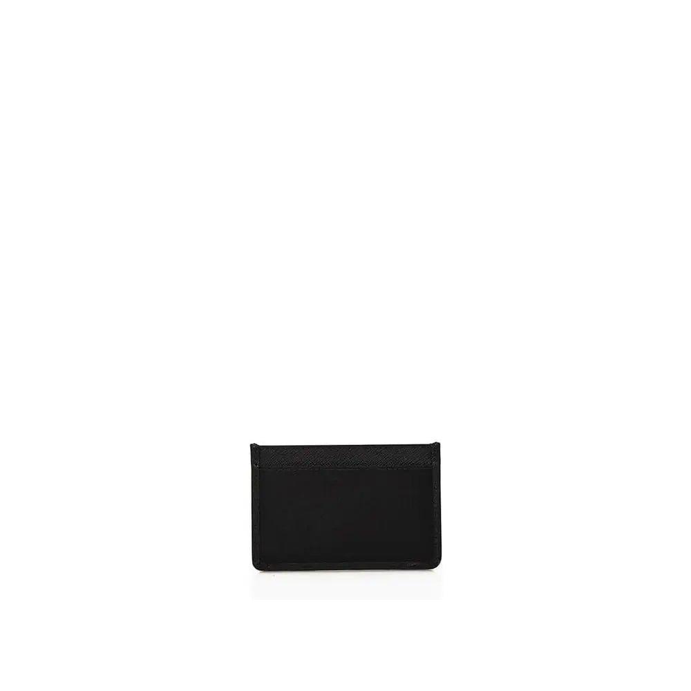 Porte-cartes en cuir noir Prada