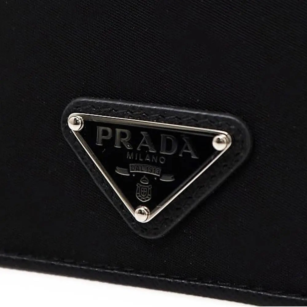 Porte-cartes en cuir noir Prada