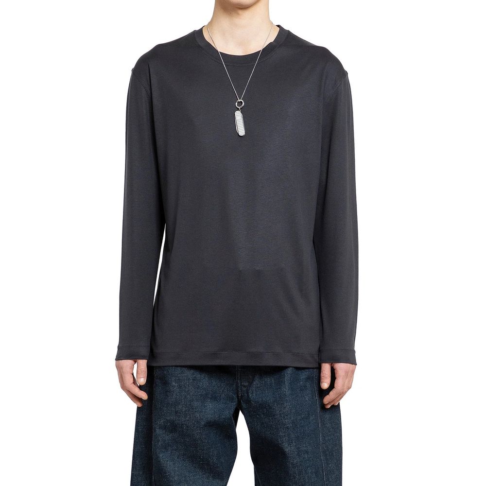 T-shirt à manches longues 100% soie hommes noir