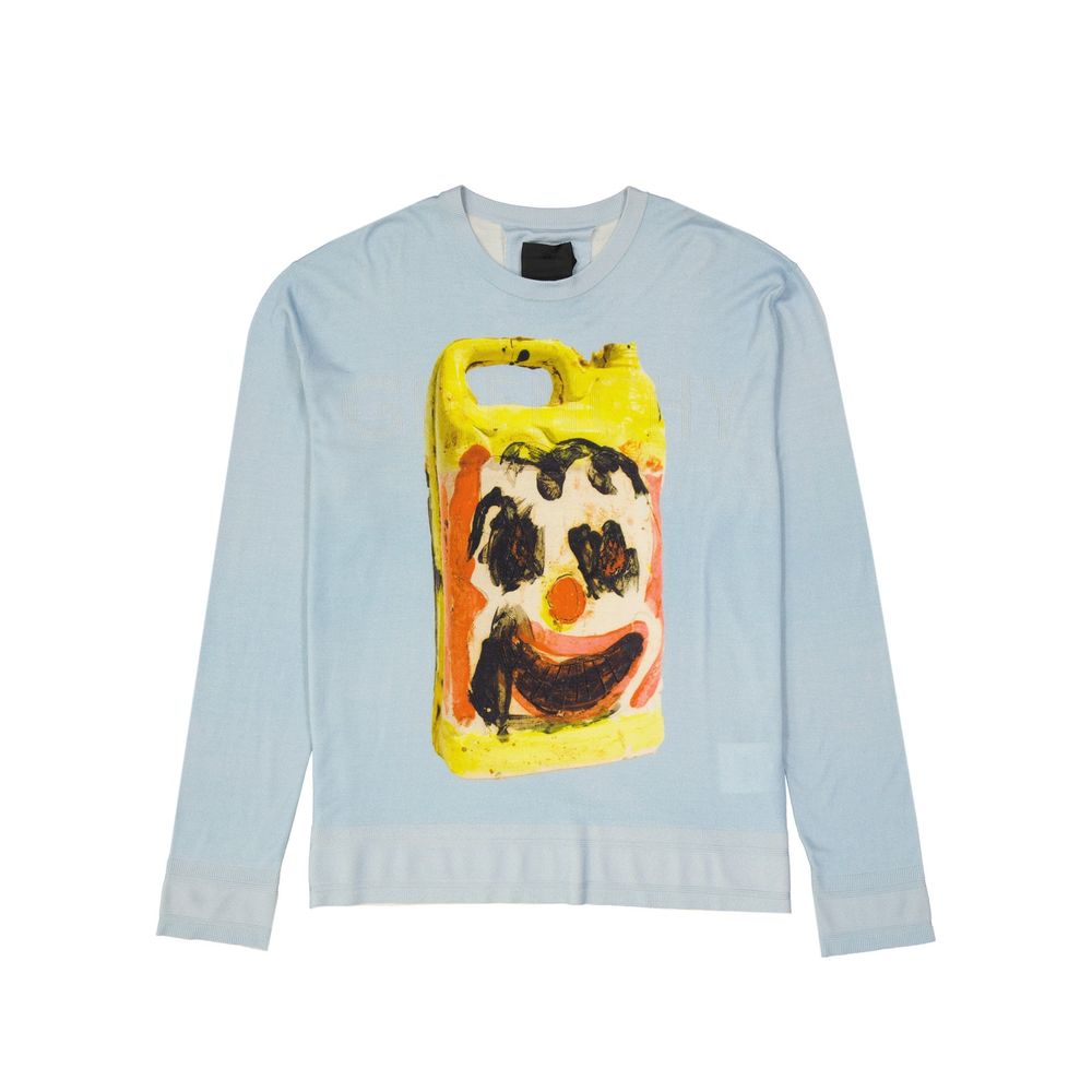 Pull imprimé marque en laine et soie hommes beige