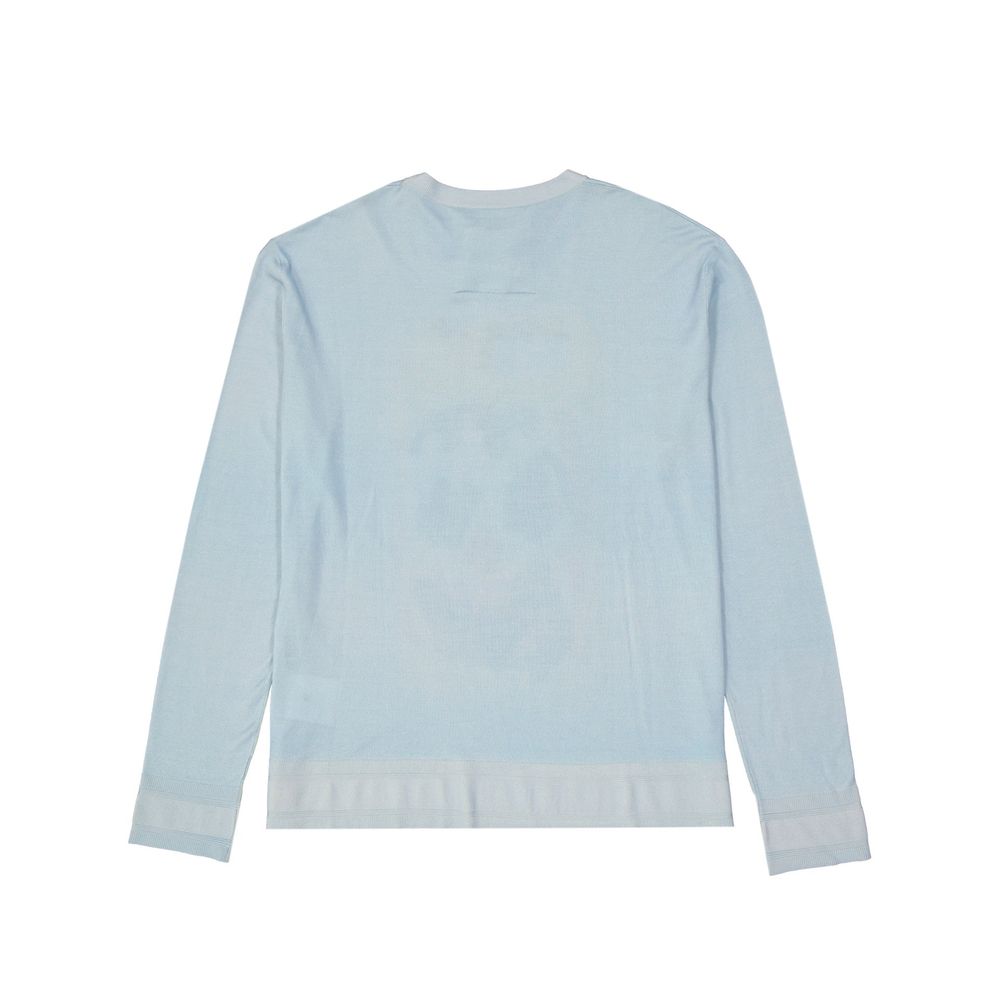 Pull imprimé marque en laine et soie hommes beige