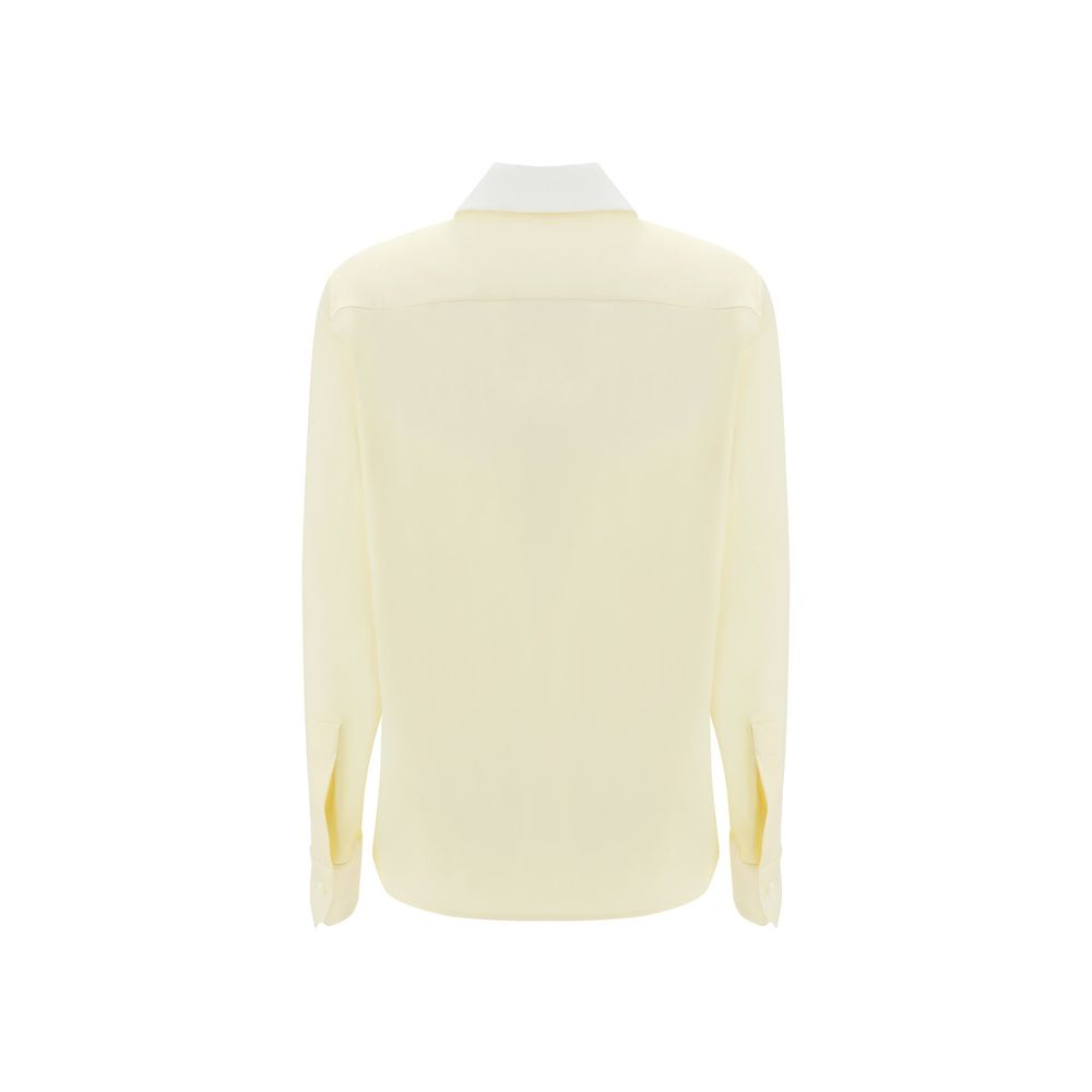 Chemise en soie classique femme crème