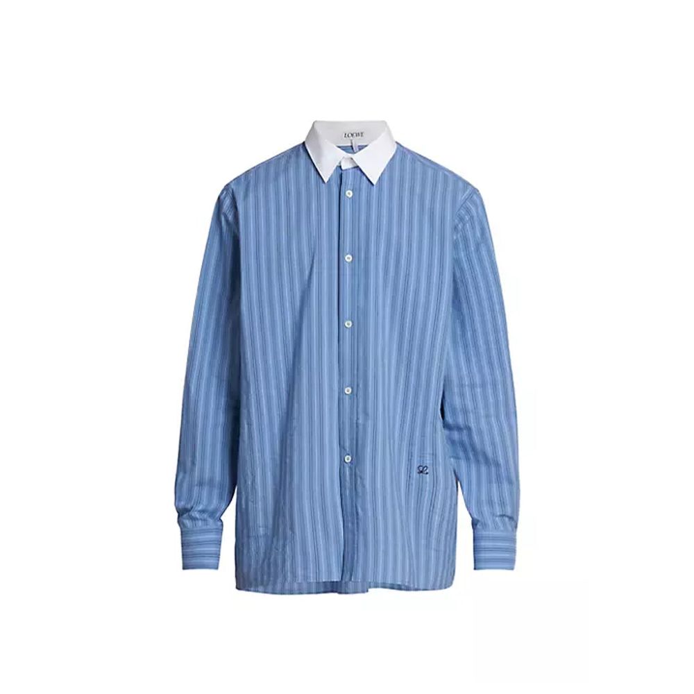 Chemise Striée Homme bleue