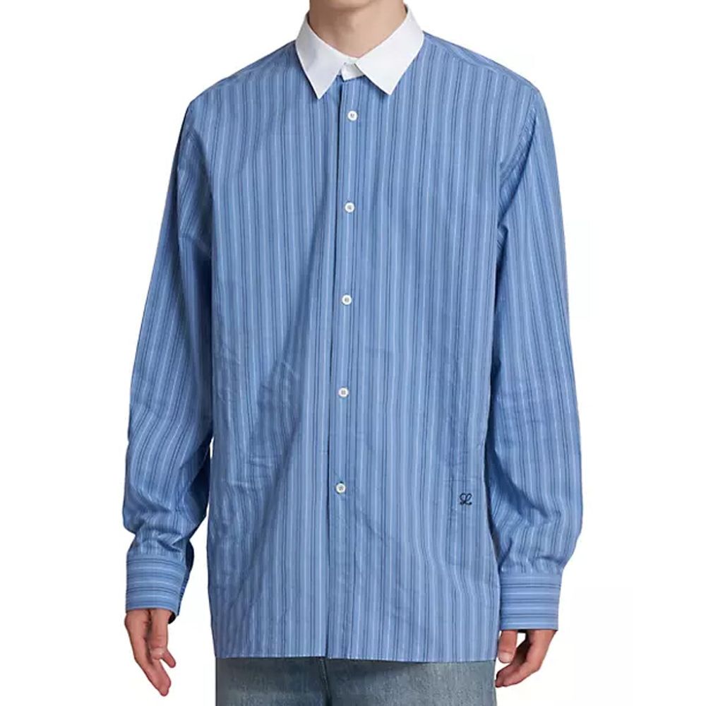 Chemise Striée Homme bleue