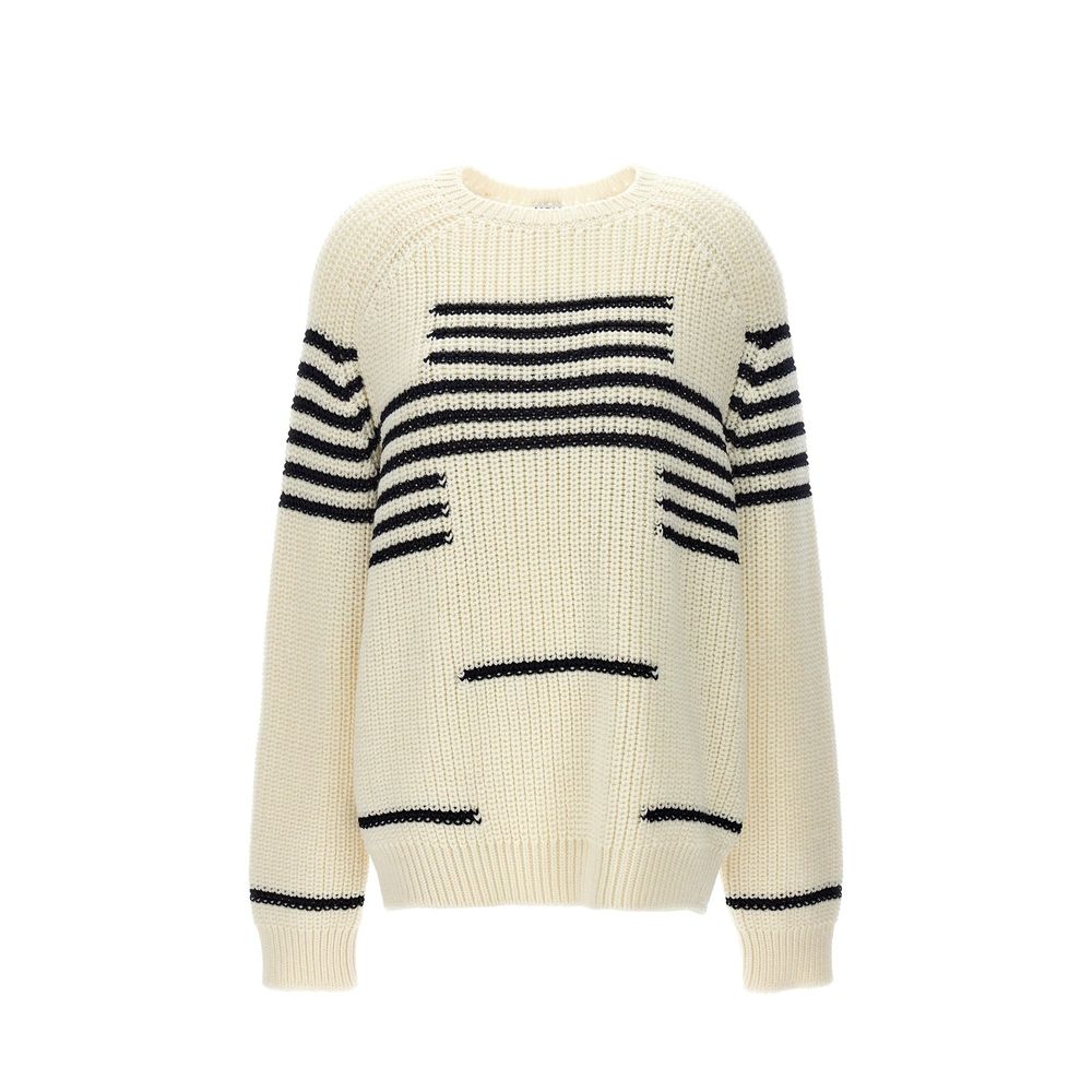 Pull Stripes  en laine rayé gris