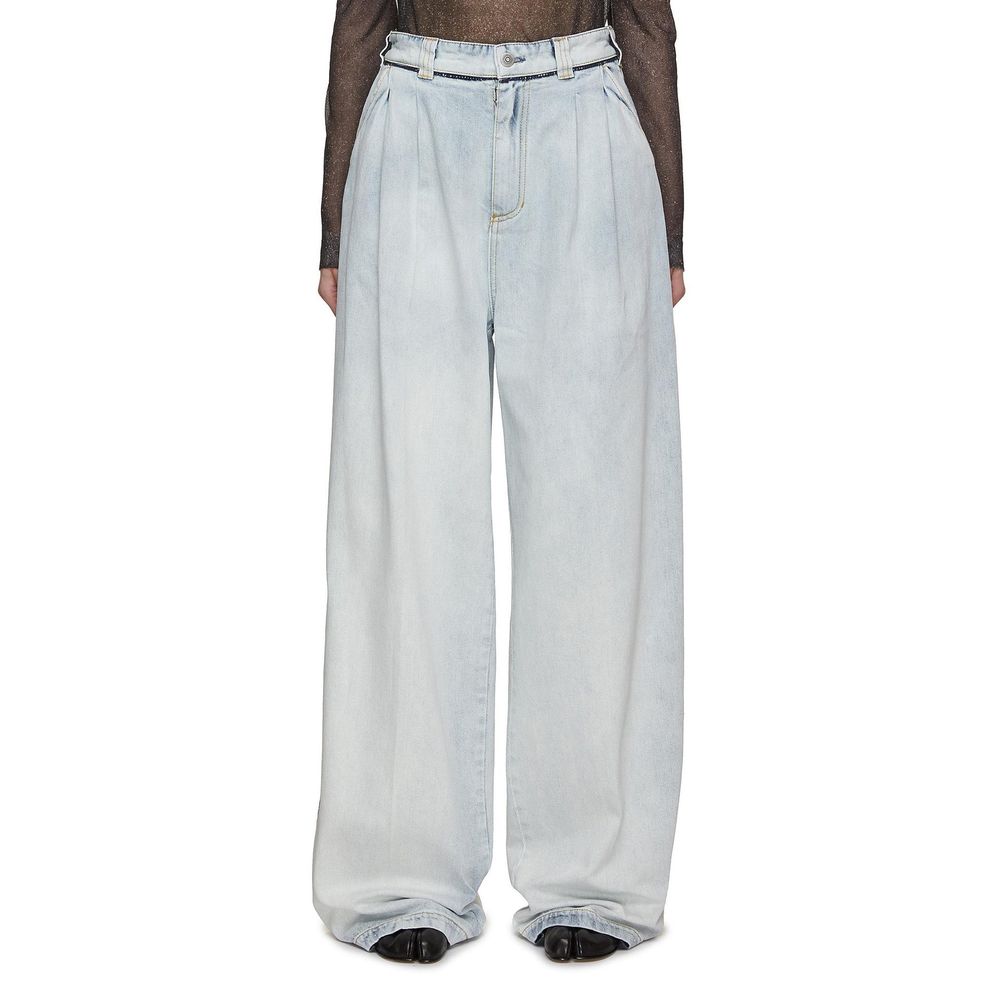 Jeans light-washed indigo en denim bleu