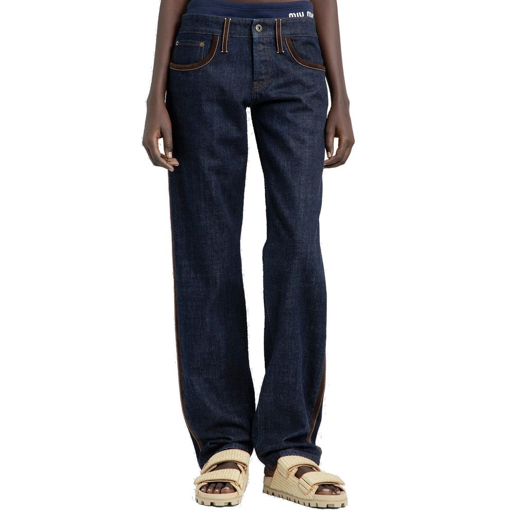 Jeans Miu Miu avec piping suédé bleu