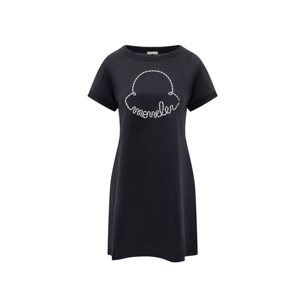 Robe mini femme logo pleine coton noire