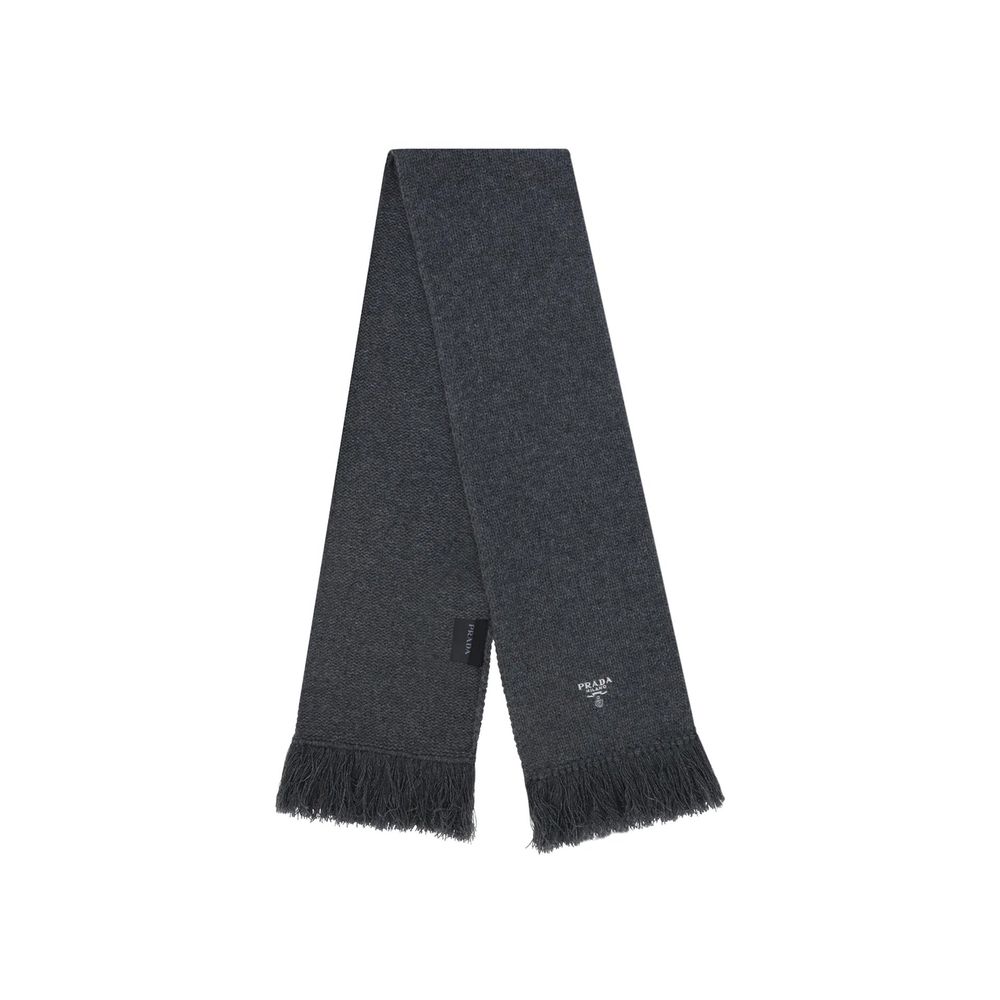 Écharpe Cashmere brodée grise