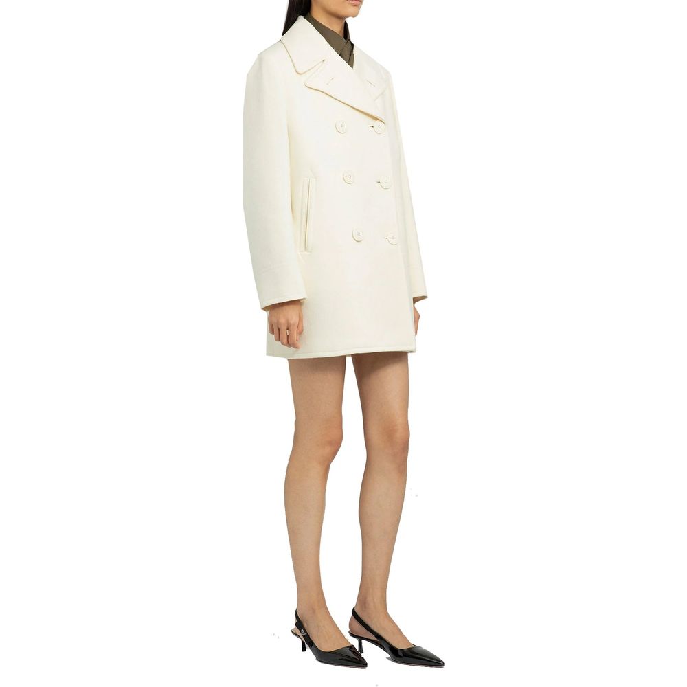 Manteau double bouton laine femme noir