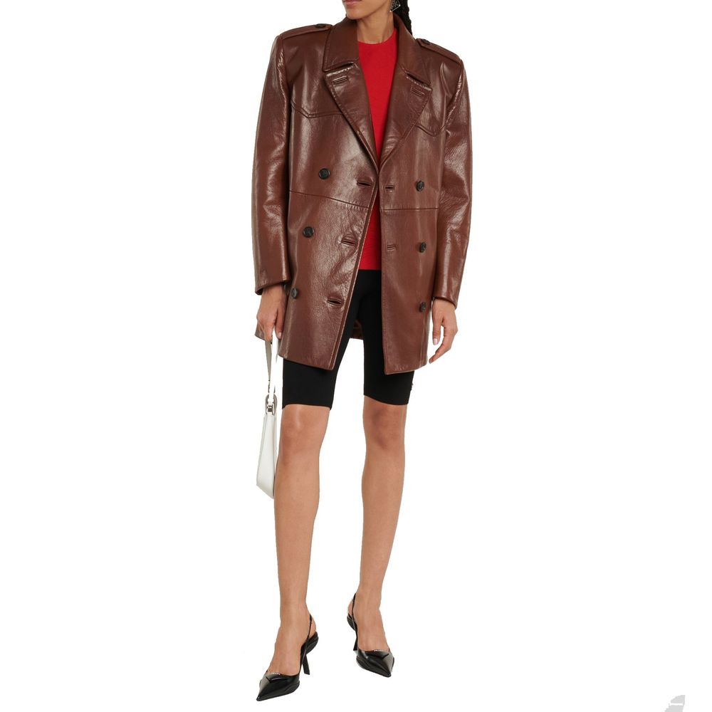 Manteau en cuir femme beige