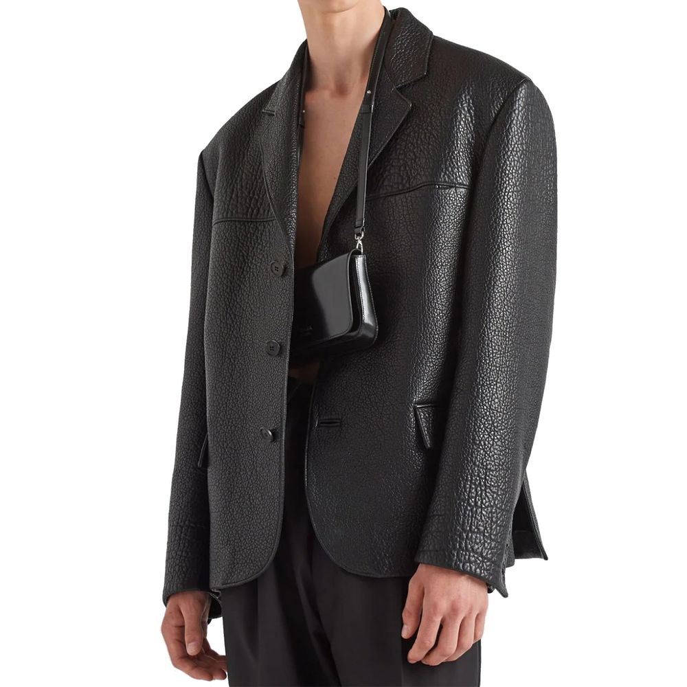Veste en cuir italienne noir
