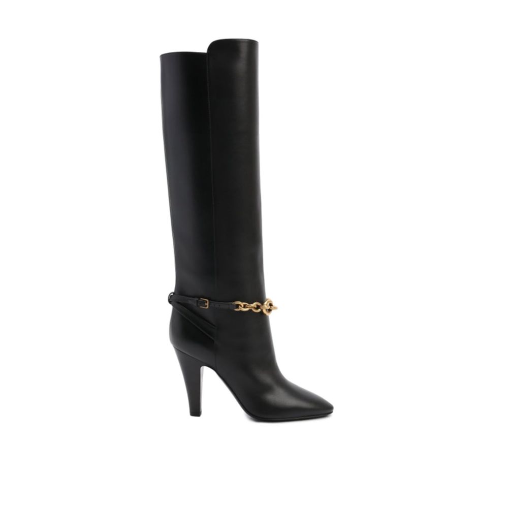 Bottines Saint Laurent à chaîne dorée noires