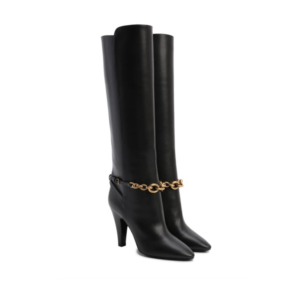 Bottines Saint Laurent à chaîne dorée noires