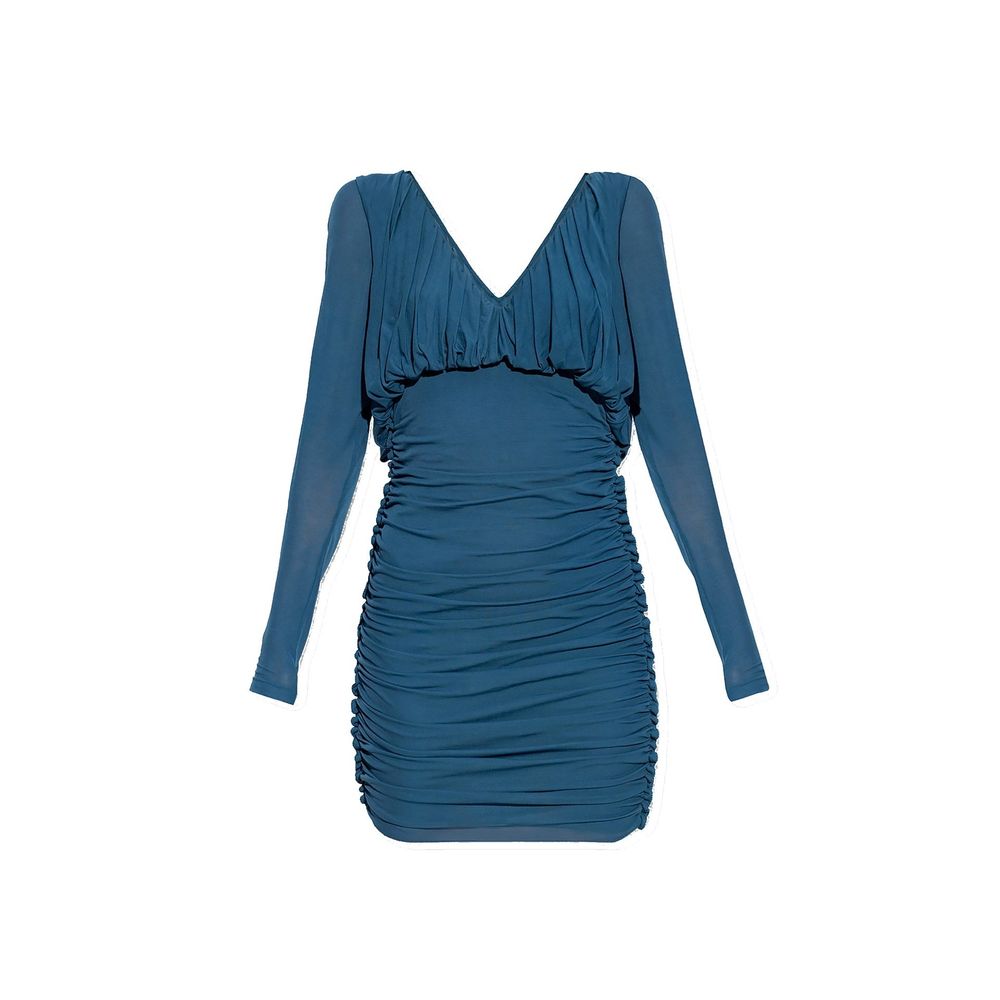 Robe Saint Laurent en cupro bleue