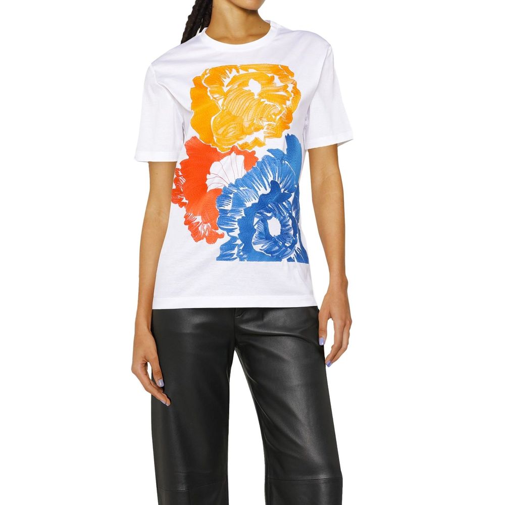 T-shirt Made in Italy brodé floral blanc