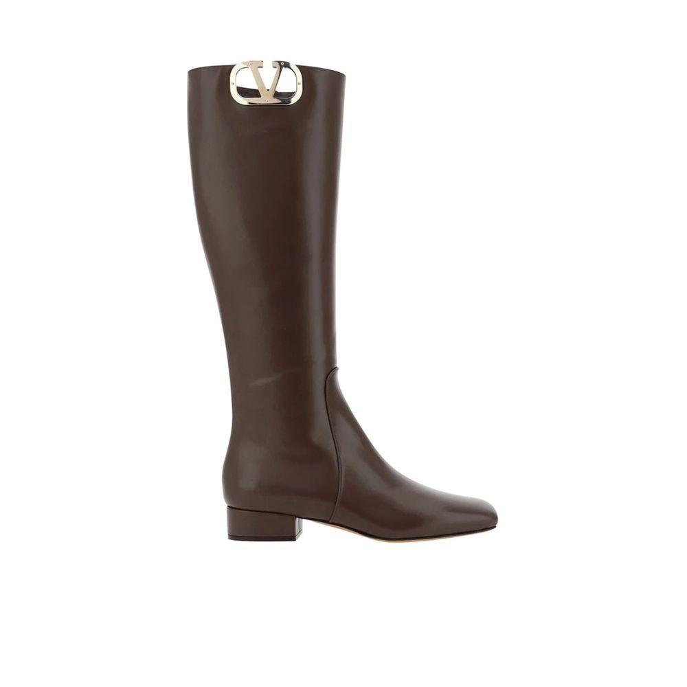 Bottines en cuir avec logo beiges