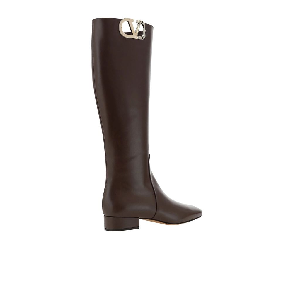 Bottines en cuir avec logo beiges