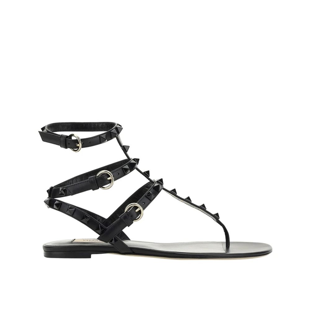Sandales Rockstud en cuir noires
