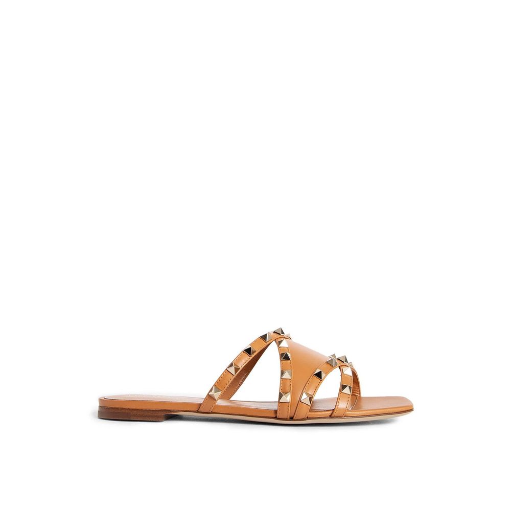 Sandales Rockstud cuir beiges