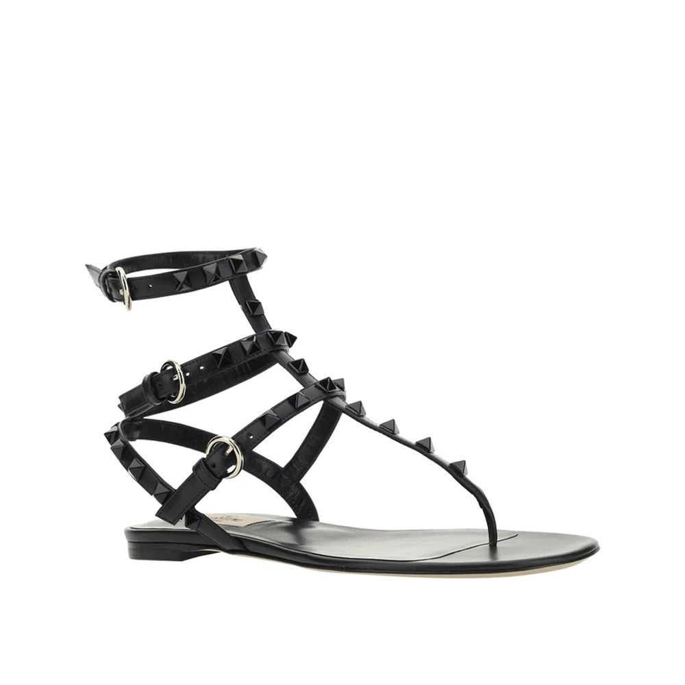 Sandales Rockstud en cuir noires