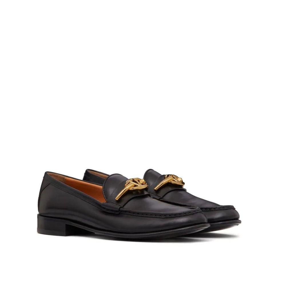 Mocassins V-Logo Moon en cuir noirs