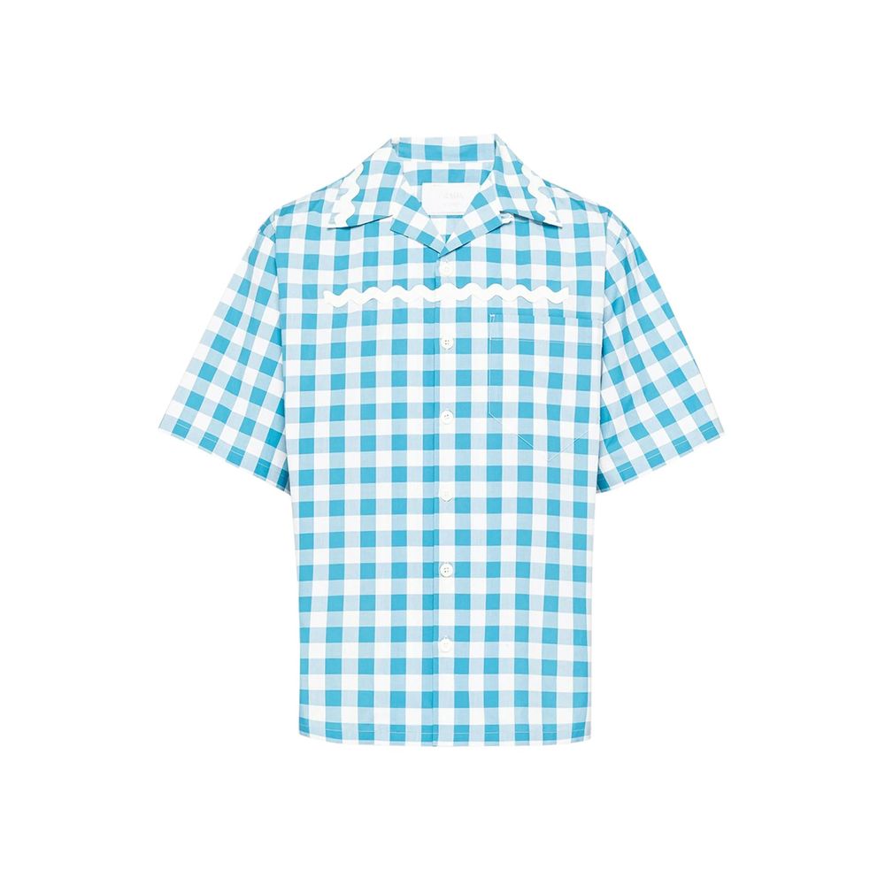 Chemise homme en coton à carreaux bleue
