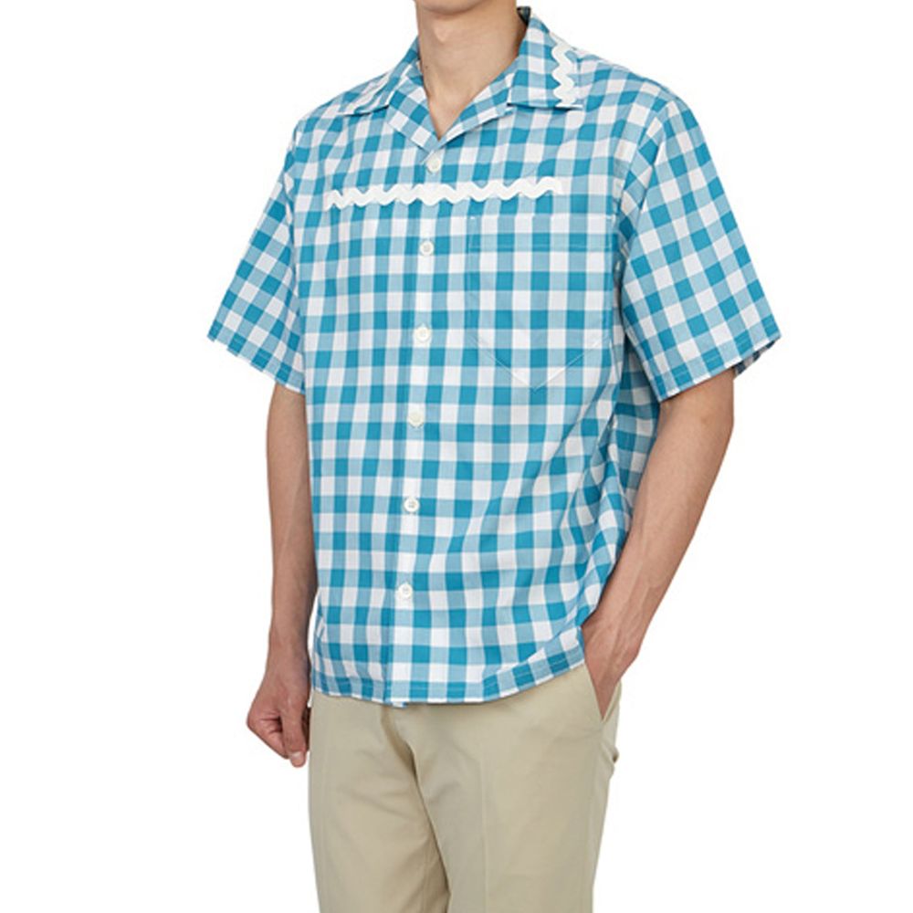 Chemise homme en coton à carreaux bleue