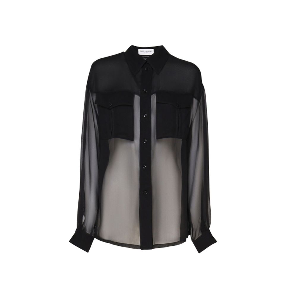 Chemise Saint Laurent en mousseline noire