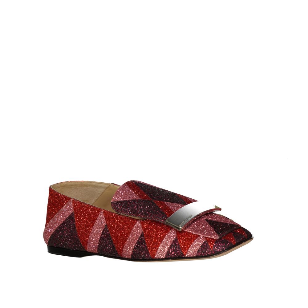Loafers en cuir glitter italiennes argentées