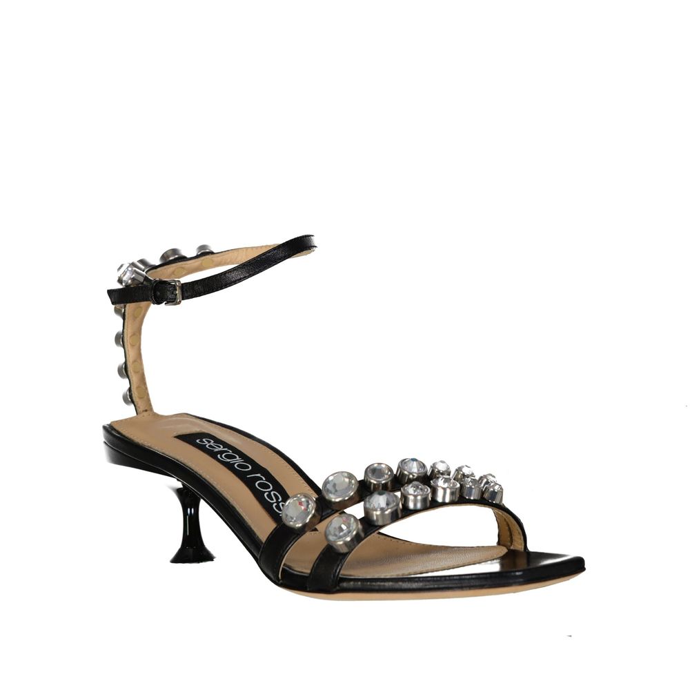 Sandales en cuir Cristal noires
