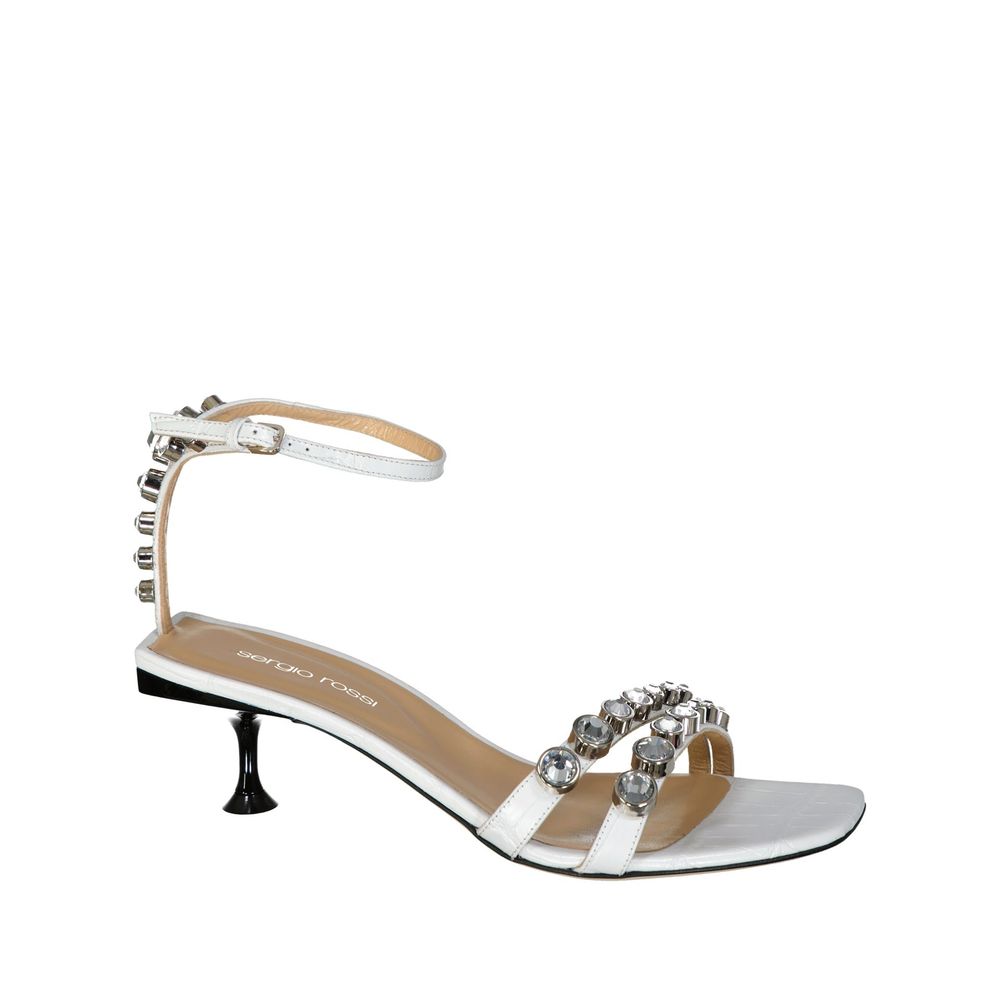 Sandales en cuir cristaux beiges