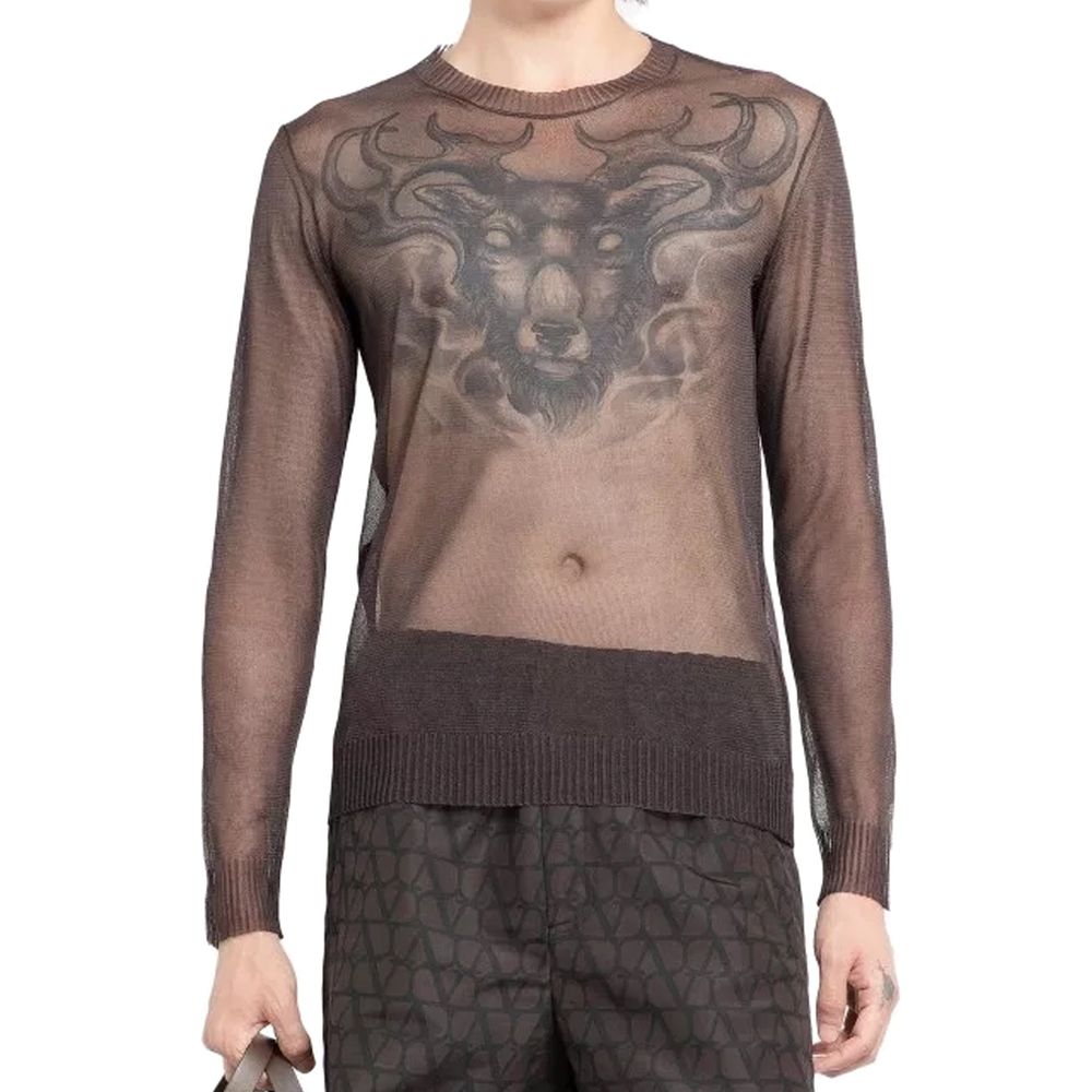 Pull semi-transparent Men cuir noir