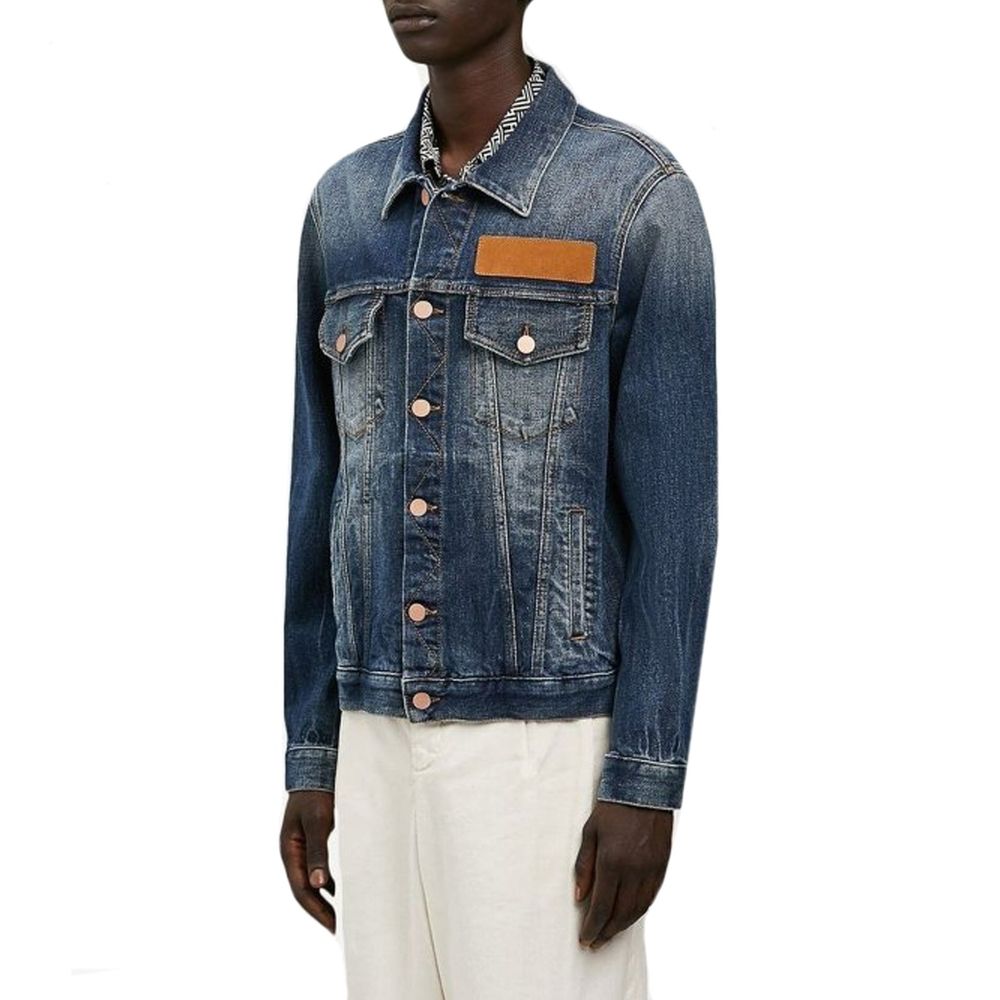 Veste en denim homme palmée bleue