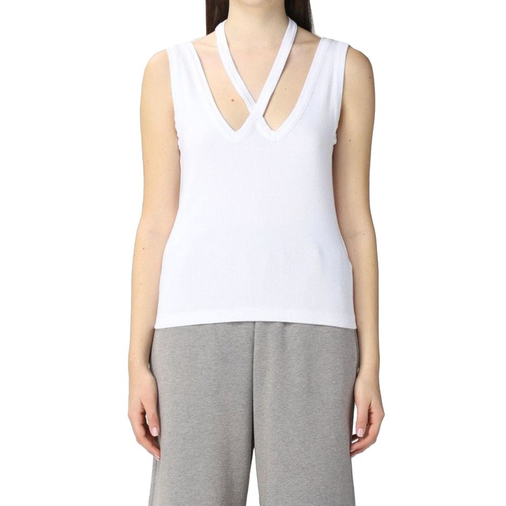 Haut ribbé Marque modèle blanc