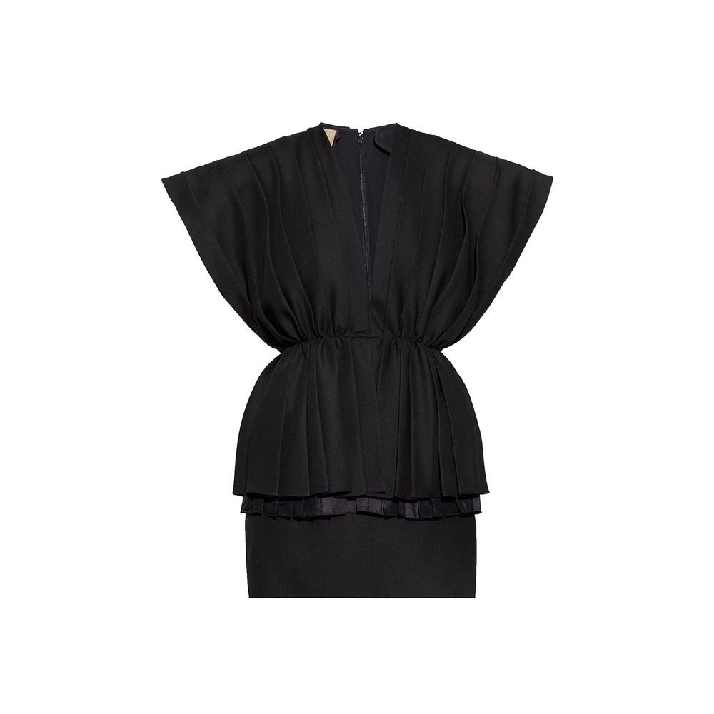 Robe pleated 100% laine italienne verte
