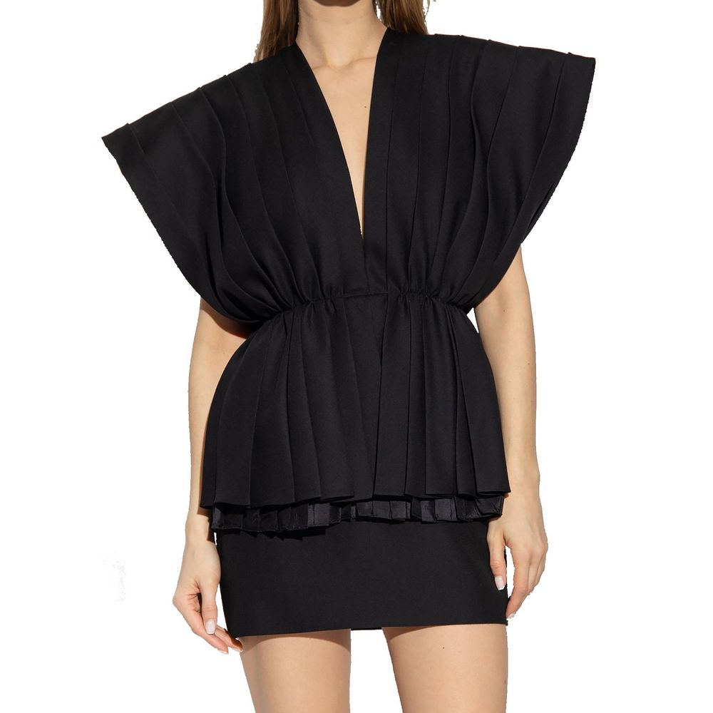 Robe pleated 100% laine italienne verte