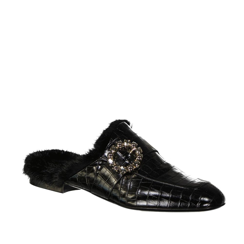 Mules Eleventy en cuir noires