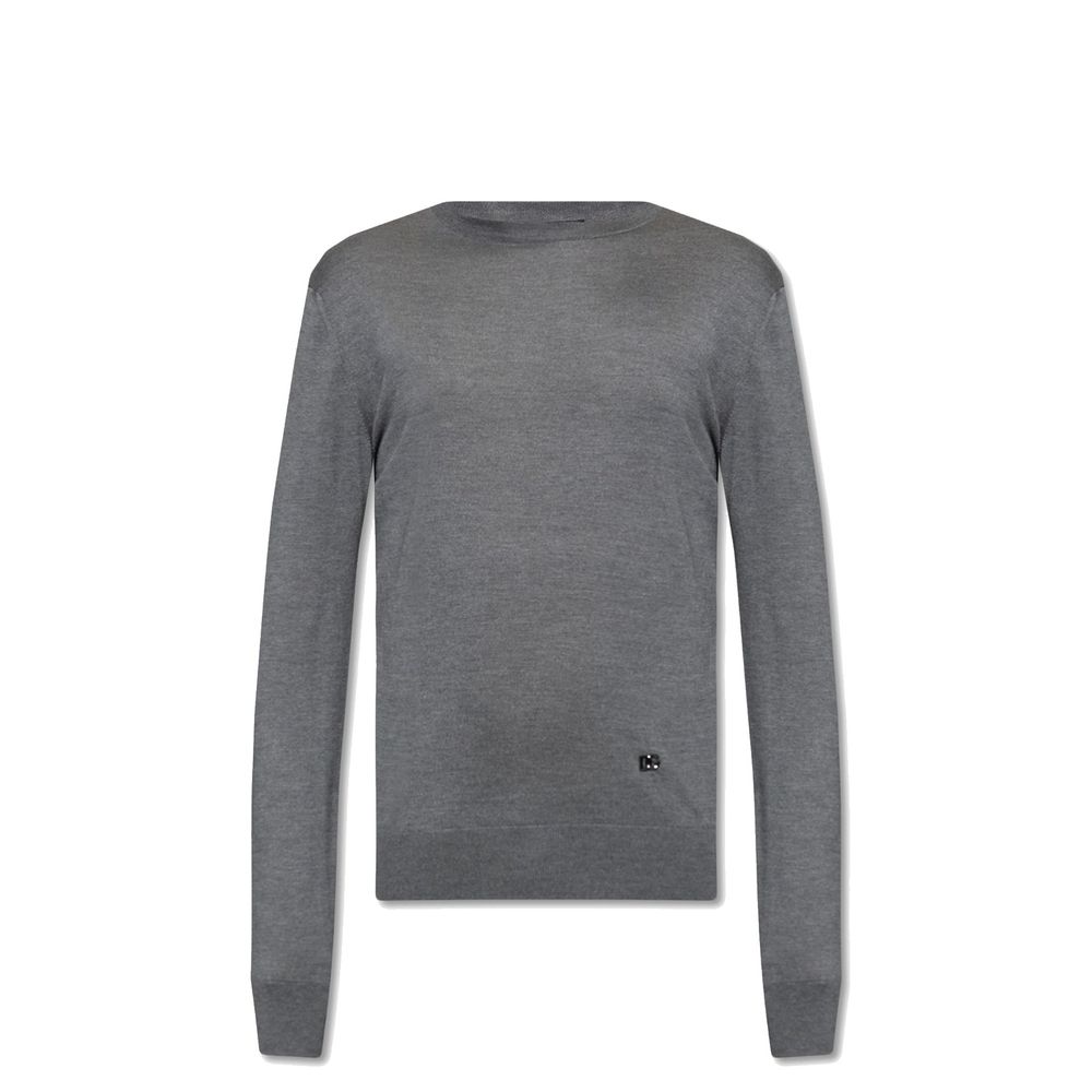 Pull en soie hommes avec logo métallisé noir